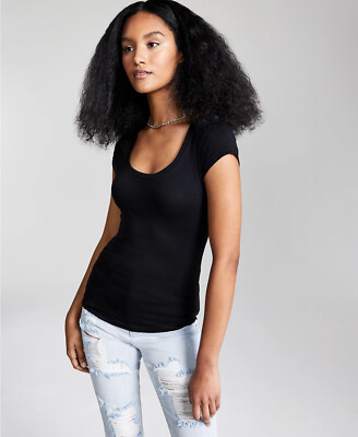 Women's Basic T-Shirt Scoop Neck Cotton Short Sleeve Solid Knit Plain Top Fitted