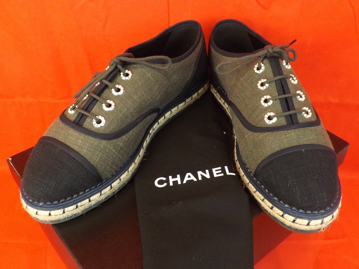 Size 9.5 - CHANEL Lace Up Beige for sale online | eBay