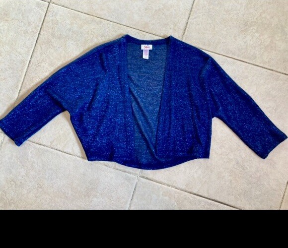 Dark Blue Shimmery Cardigan, Shrug - Girl’s Size 12 - Great Condition!