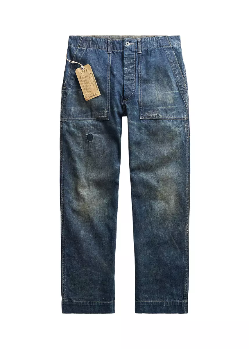 Ralph Lauren RRL Repaired Japanese Denim Straight Utility Jeans New $495