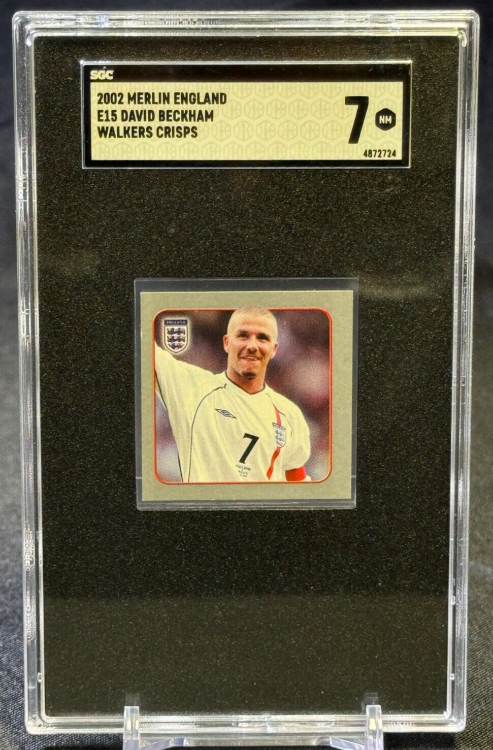 David Beckham 2002 Merlín Inglaterra Caminantes Patatas fritas Copa Mundial Pegatina SGC 7 casi nuevo