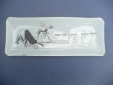 Cartoon Glass Ashtray Vintage 1950s 60s