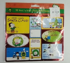 Paper Magic Group Peanuts Snoopy Charlie Brown 16 Peel N Stick Foil Gift Tags