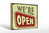 Holzschild Hinweis 30X20 Cm We´Re Open Holz Deko Schild Wooden Sign
