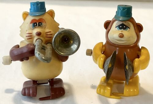 2 TOMY Vintage NOT SO GRAND BAND Wind Up Toys CAT w/TROMBONE,MONKEY w/CYMBALS - Picture 1 of 12