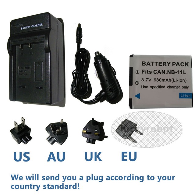 NB11L Battery + Charger for Canon Powershot Elph 130 A2300 A2400 A3400