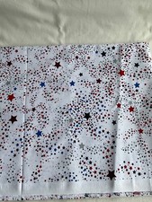 Patriotic White Fabric Red White  Blue Stars 25" X 44" NEW Cotton Quilting