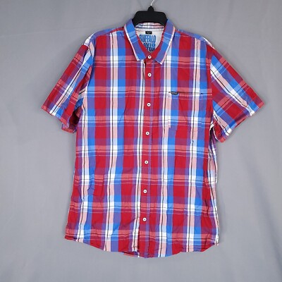 Buffalo David Bitton men's Button Up Shirt Short Sleeve Multicolor Plaid Size XL