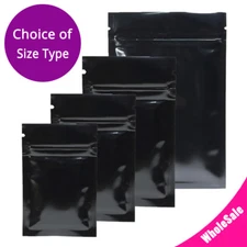 Multi-Size Both Sided Glossy Black Foil Mylar Flat Zipper Bag Wholesale B01