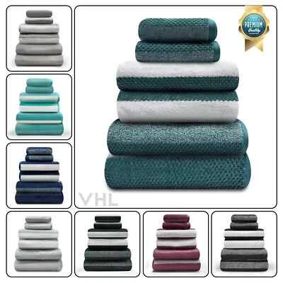 GAVENO CAVAILIA 100% COTTON TOWELS - Royal Stripe Super Soft Quick Dry Hand Bath Towel Sheet 2PK