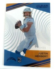 Justin Herbert Holo BLUE 17/99 Clear Vision RC CV-3 Los Angeles Chargers Rookie 