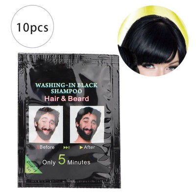 10pcs Hair Dye Shampoo White Hair Into Black Instant Hair Dye