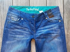 Next Boyfriend Jeans bright mid blue gems loose leg 14 L W34 L33 100 cotton