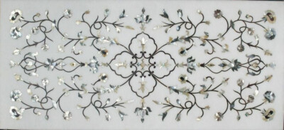 #ad 24 x 48 Inches Marble Dining Table Top mother of pearl Inlay Work Patio Table $1223.60