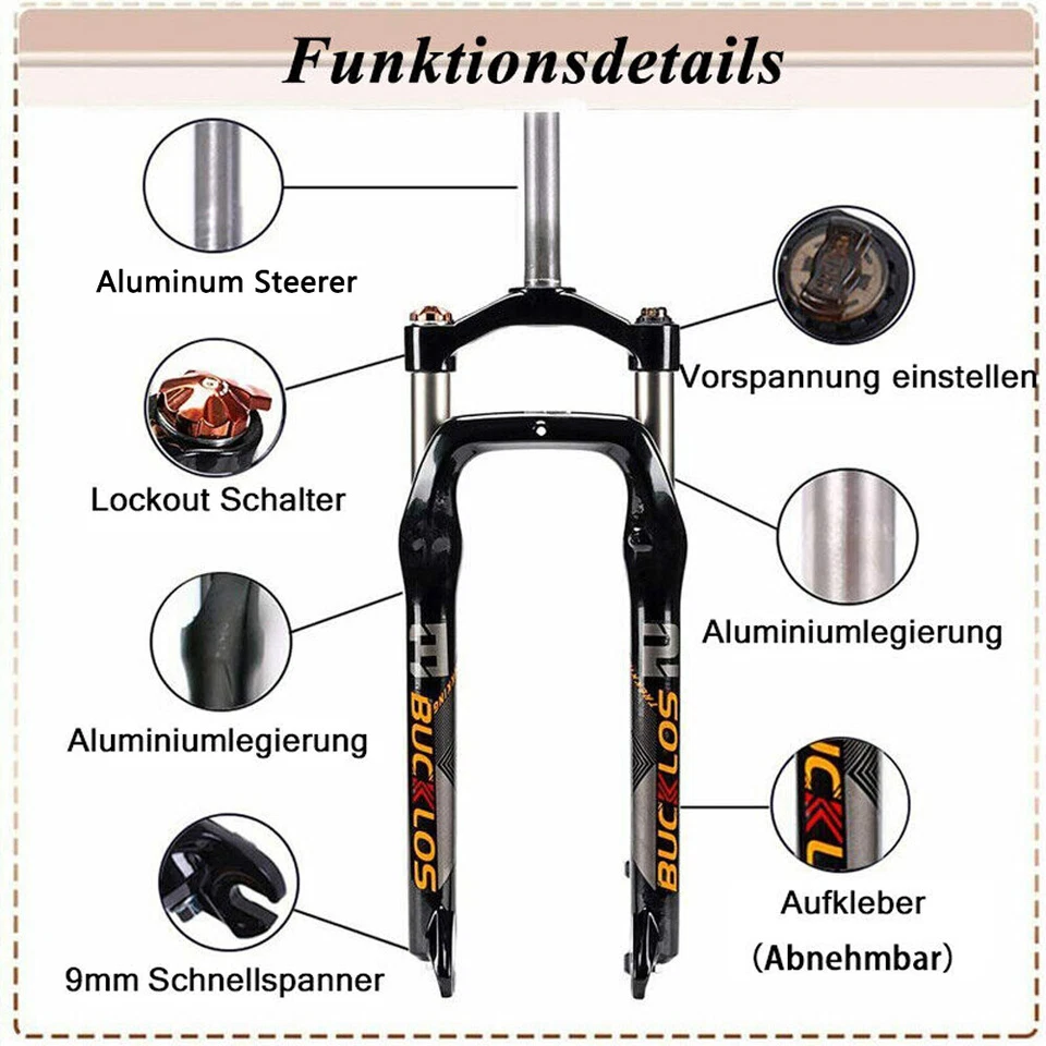 Fat Fahrrad Federgabel 26*4.0 Zoll Mountainbike QR Gabeln 1-1/8" Scheibenbremse - Bild 2 von 4