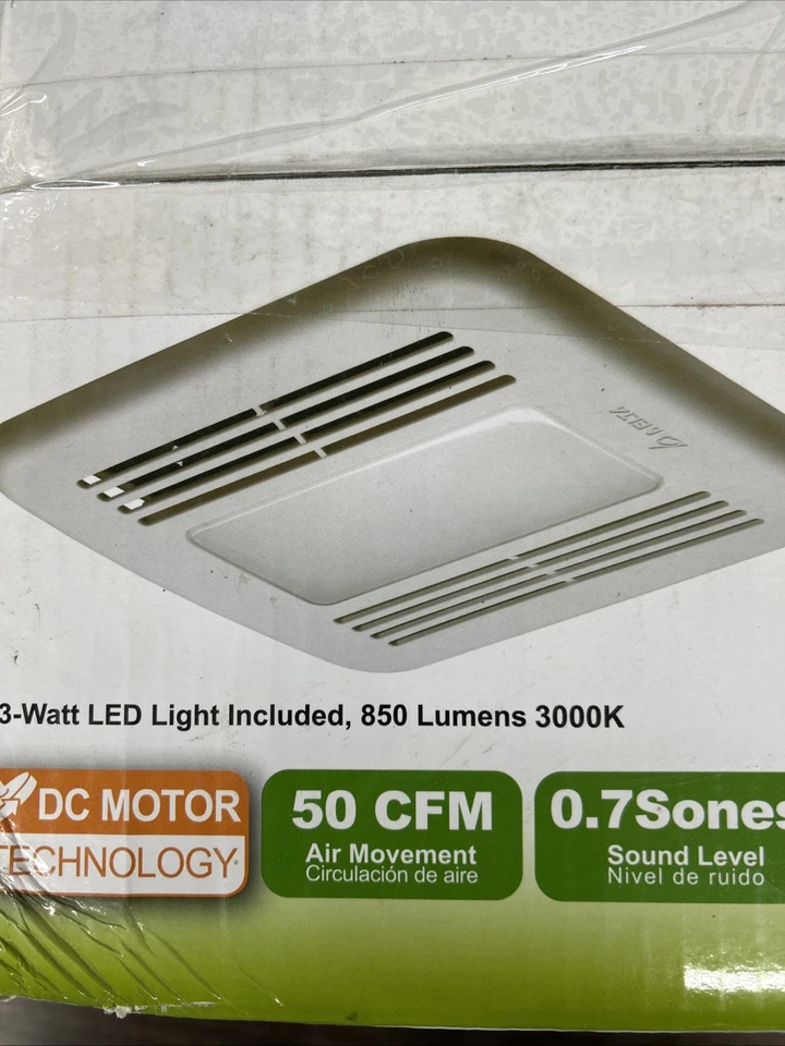 Delta 50F-LED Breez 50 CFM Ceiling or Wall Exhaust Bath Fan with LED Light - Image 2 of 4