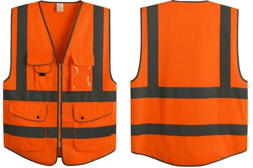 High Visibility Safety Vest Class 2, Reflective Neon Orange, 9 Pockets ANSI - product listing photo