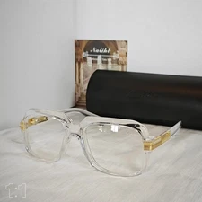 Cazal Sunglassess Clear Golden Frame Glasse Clear Lens Unisex Hiphop + Case