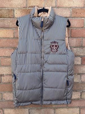 Toggi Lune Reversible Gilet Blue Beige Striped Embroidered UK Size 10 Sleeveless
