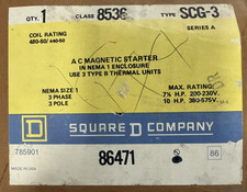 Square D 8536SCG3 NEMA Size 1 Motor Starter 480V Coil. 600VAC NEW BOX