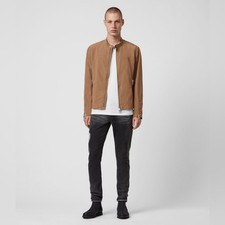 AllSaints Atik Cotton Blend Jacket in Sand Size Small.