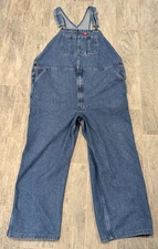Dickies Bib Overalls Men's 44x30 Blue Denim Carpenter Loop Pockets Adjustable