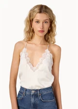CAMI NYC Women’s Everly Silk Camisole Top size XL NWT Lace Trim Lined Coquette