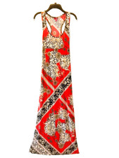 Bongo Maxi Sleeveless Women's Dress Red Animal Chain Print Multicolor SZ S