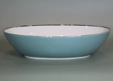 Lenox - Kingsley X-445 - Oval Vegetable Bowl - Teal / Ivory / Platinum Trim  USA