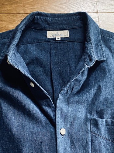 Camicia uomo JAPAN BLUE JEANS blu indaco cotone XL artigianale Giappone USATA - Foto 2 di 21
