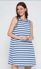 GAP Size Small Sleeveless Mini Swing Tank Dress Blue White Striped Relaxed Fit