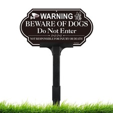 Beware of Dog Sign with Adjustable Height Stake Kit, Beware of Dogs Invisible...