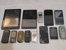 Lot Of 11 Old Cell Phones and 2 Tablets/Not working/Can be used for parts
