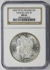 1878 7TF B1-Reverse VAM-83 Low "8" Morgan Dollar $1 MS 63 NGC