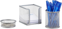 Schreibtisch Organizer 3Er Set Metall, Silber | Schreibtisch-Set, BüRoset Mesh,