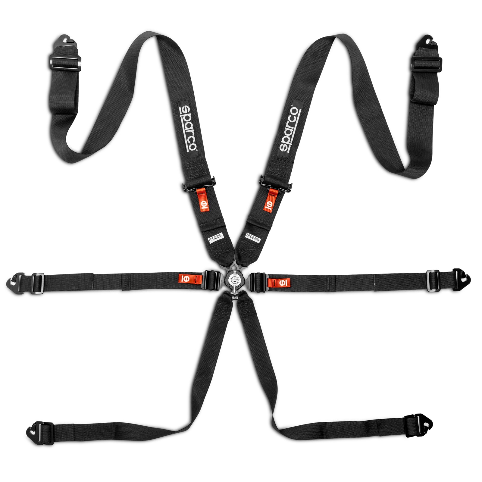 Sparco Competition H-3 Steel 6 Point Harness - Black - FIA 8853-2016 Approved