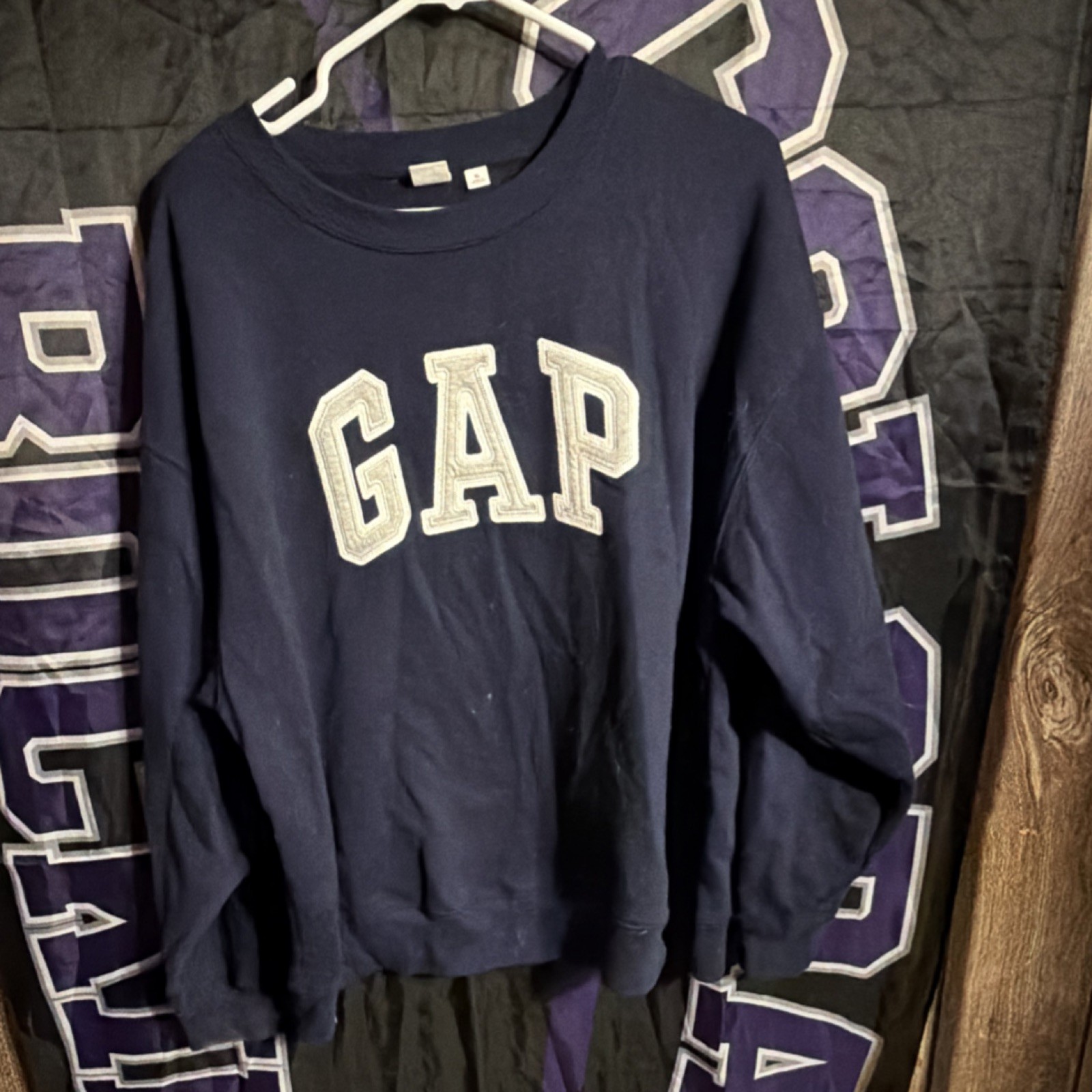 Gap Navy Blue Fleece Pullover Crew Neck Sweatshirt Logo Men's XL