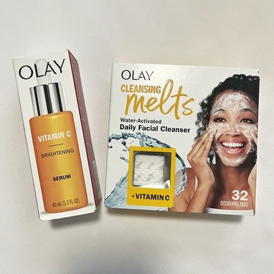 Olay Vitamin C+ Peptide 24 Brightening Serum 1.3 fl oz & Cleansing Melts 32Pads