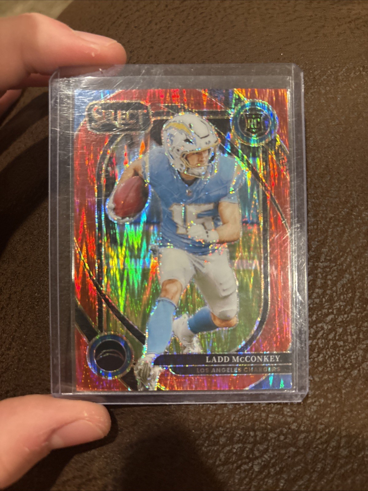 2024 Panini Select - Club Level Ladd McConkey #268 Red Disco Prizm /49 (RC)
