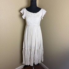 Joyfolie Mia Joy Girls Size 10 Cream Crochet Lace Ruffle Maxi Dress Boho