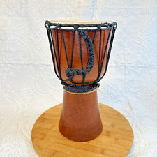 Hand Djembe Drum Instrument Wood 12" Tall x 6" Wide Natural Skin