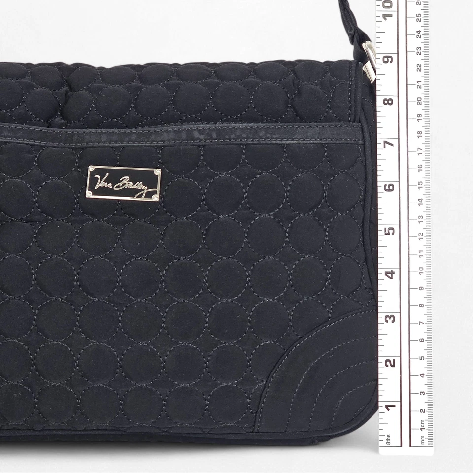 Bolso de Hombro Vera Bradley Negro Acolchado Microfibra Plegable Mensajero Barroco Foto 4 de 4