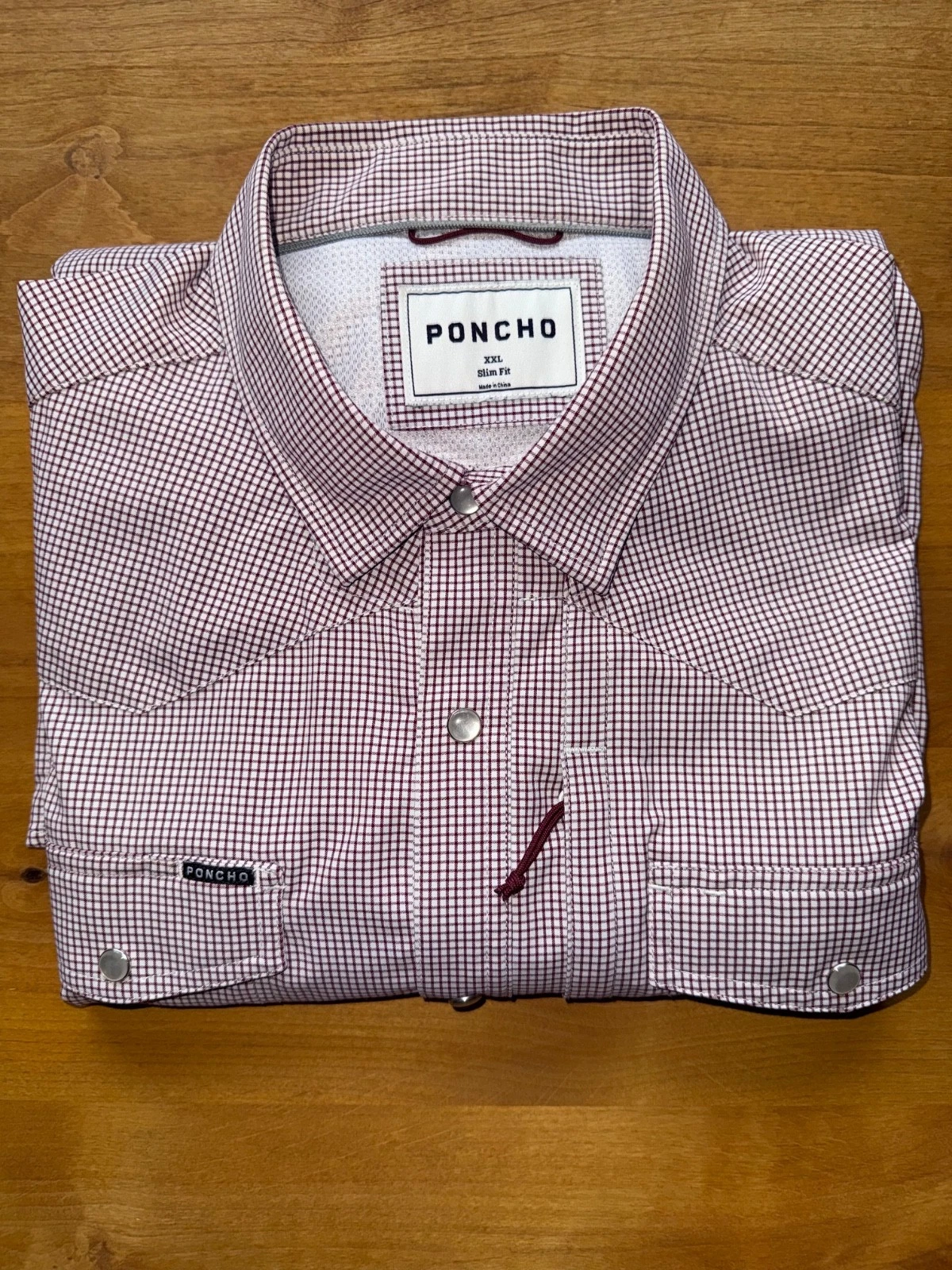 Poncho Western Shirt | The Good Bull | Maroon Microcheck | XXL Slim Fit
Opens in a new window or tab
