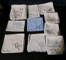 VINTAGE EMBROIDERED LADIES HANKERCHIEF LOT OF 10