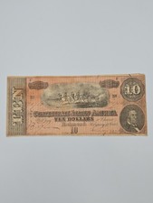 1864 $10 Confederate States of America Note T-68 Civil War Currency Richmond VA