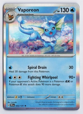 Vaporeon - PRE #022/131 SV: Prismatic Evolutions Holo NM