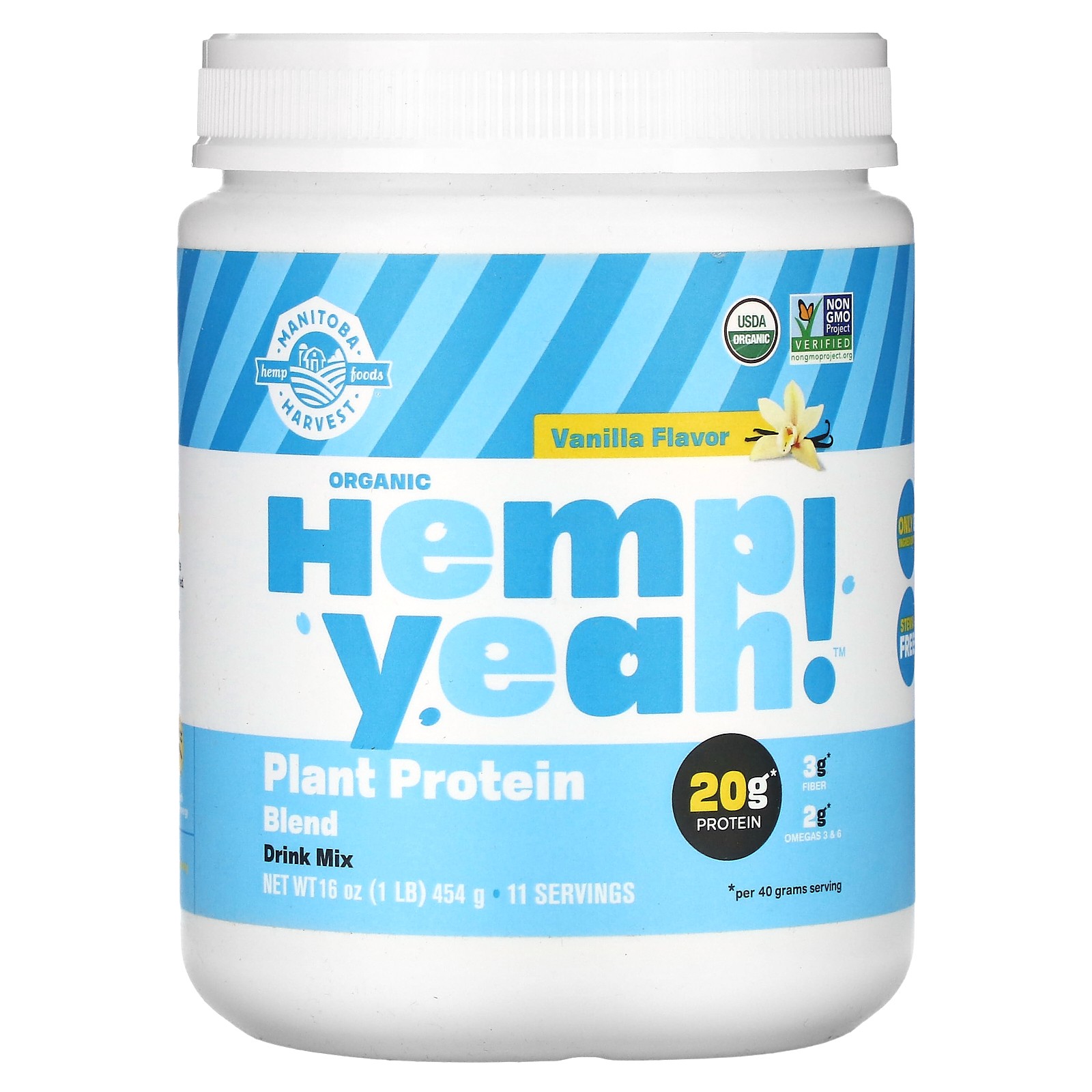 Органическая конопляная смесь Yeah!, Смесь растительного белка, Ваниль, 1 фунт (454 г)