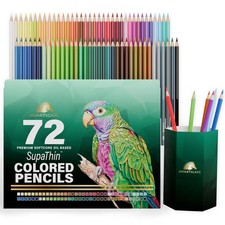 Colored Pencils Set of 72   Soft Core Oil-Based Color Pencils with Vibrant Co...