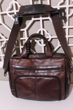 Vintage Kenneth Cole Computer Bag Brown LEATHER Work Padded Laptop Expandable