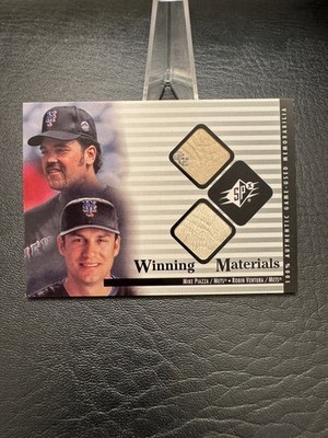 Mike Piazza-Robin Ventura 2000 SPX Winning Materials Game Used Ball Card NY Mets